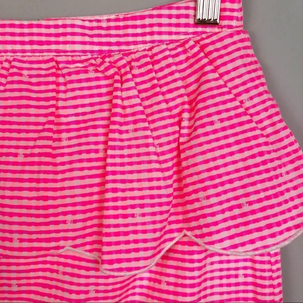 LILLY PULITZER | Thyme Hotty Pink Gingham Ruffle Pencil Skirt Women’s Size 2